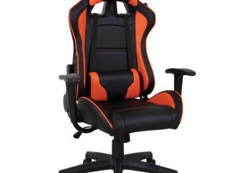 Кресло компьютерное, две подушки, экокожа, черно-оранжевое