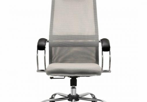 Кресло офисное  хром, ткань-сетка (светло-серое)