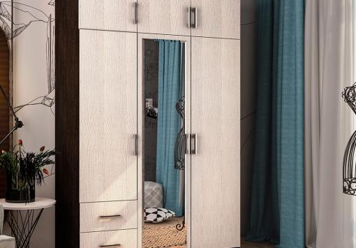 Шкаф трёхстворчатый с ящиками венге