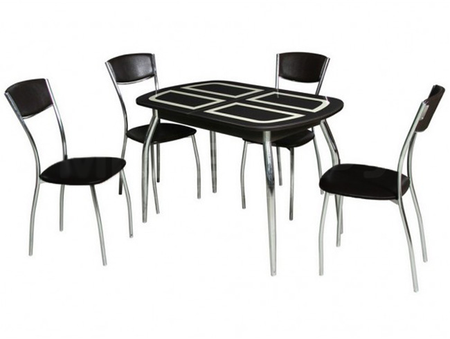 Обеденная группа «ЛИДЕР 3» со стульями «СИЛЬВИЯ»